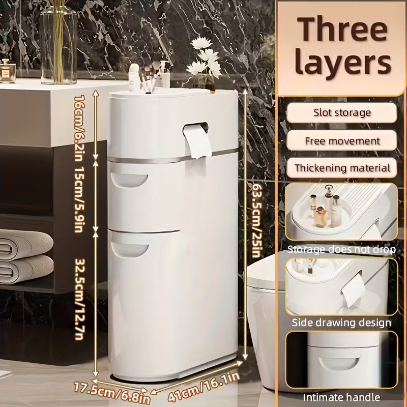 3 4 layer white seam drawing cabinet   put paper towel storage rack organizer multi functional household locker for the bathroom   room and   a   of household storage toilet paper storage containers 4