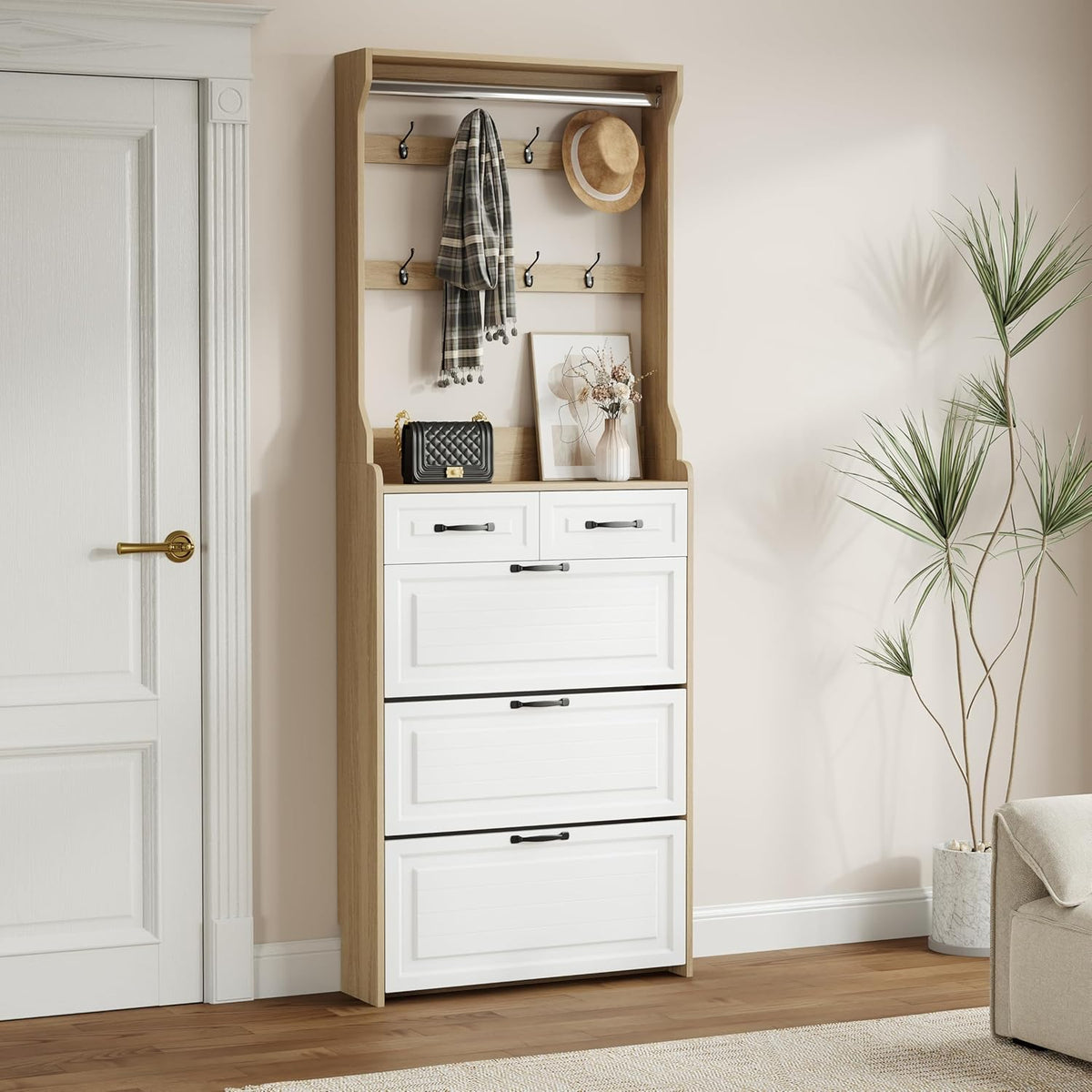 Moderno mobile porta scarpe con 3 cassetti ribaltabili