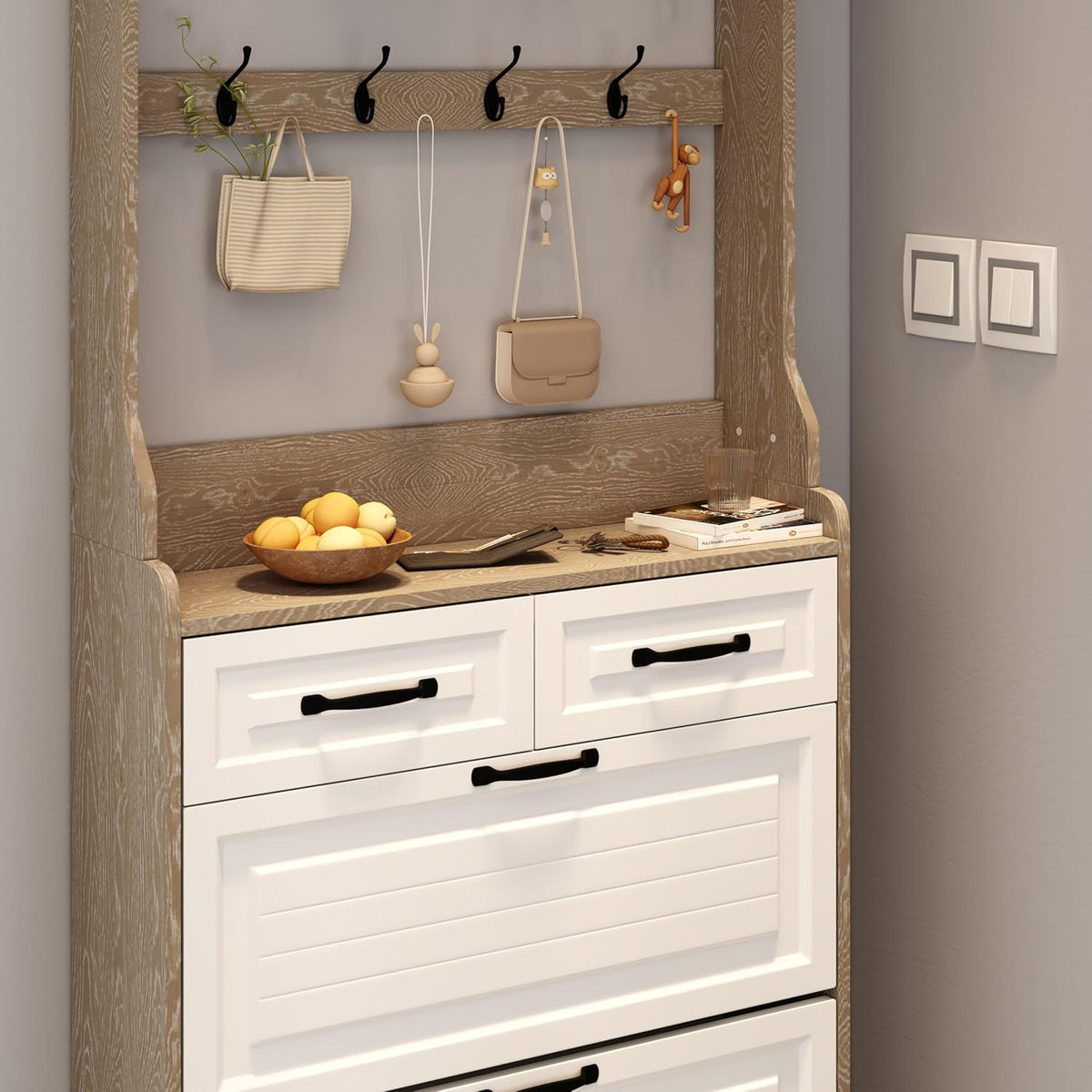 Moderno mobile porta scarpe con 3 cassetti ribaltabili