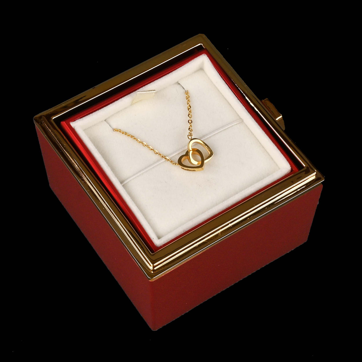 Sparkly Roses Eternal Rose Box - W/ Engraved Necklace & Real Rose