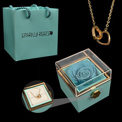 Eternal Rose Box - W/ Engraved Necklace & Real Rose | SPARKLYROSES.COM