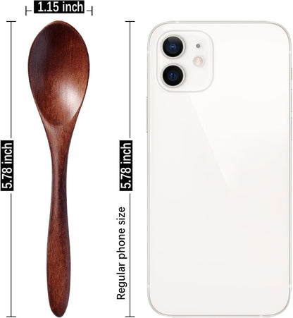 Small Wooden Spoons for Eating, 7-Piece Set, 5.8 Inch, Honey Spoons