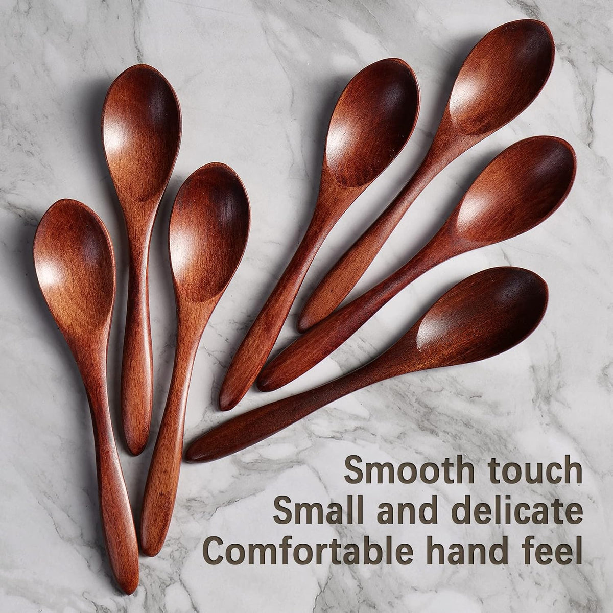 Small Wooden Spoons for Eating, 7-Piece Set, 5.8 Inch, Honey Spoons