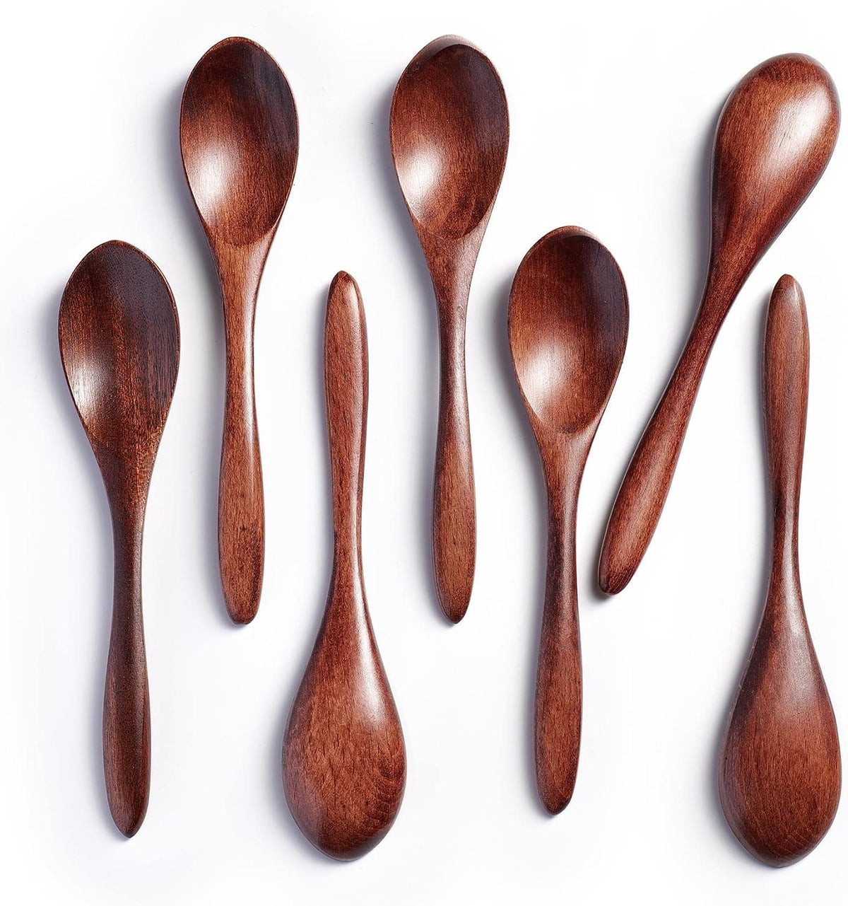Small Wooden Spoons for Eating, 7-Piece Set, 5.8 Inch, Honey Spoons